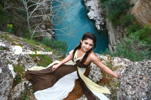 Nayanthara outdoor photoshoot in a brown and white dress