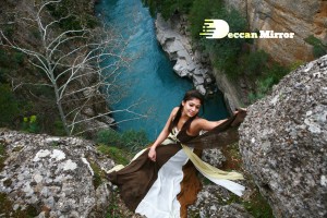 Nayanthara outdoor photoshoot in a brown and white dress