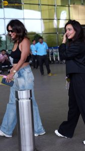 sisters neha sharma and aisha sharma super stylish at mumbai airport