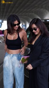 sisters neha sharma and aisha sharma super stylish at mumbai airport