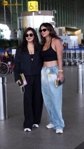 sisters neha sharma and aisha sharma super stylish at mumbai airport