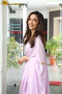 tollywood actress neha shetty pretty in a pink saree