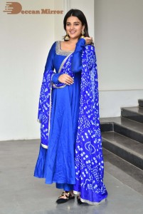 Nidhhi Agerwal in a blue salwar kameez dress