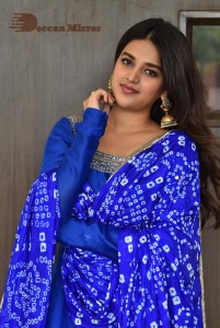 Nidhhi Agerwal in a blue salwar kameez dress