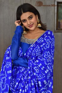 Nidhhi Agerwal in a blue salwar kameez dress
