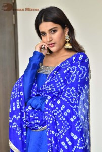 Nidhhi Agerwal in a blue salwar kameez dress