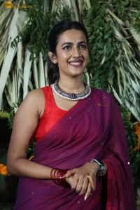 actress Niharika Konidela cute looks in a red saree