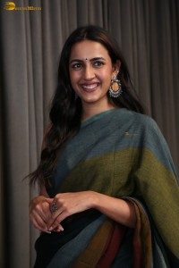 actress and producer Niharika Konidela cute in a dark green saree