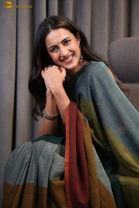 actress and producer Niharika Konidela cute in a dark green saree
