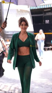 nikki tamboli sexy in a green dress