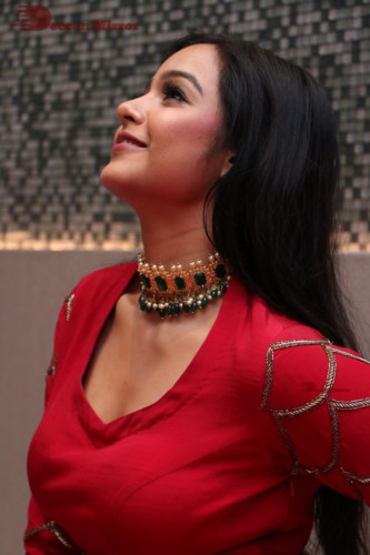 Telugu Actress Nithya Shetty photoshoot in a red dress
