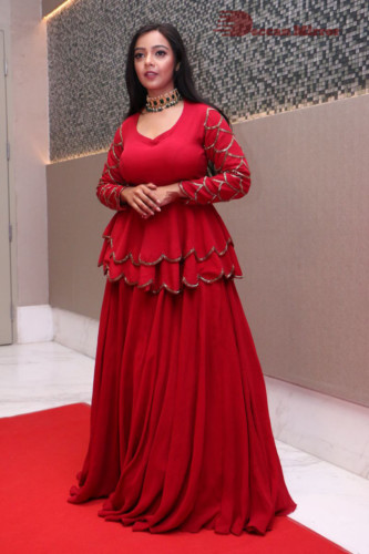 Telugu Actress Nithya Shetty photoshoot in a red dress