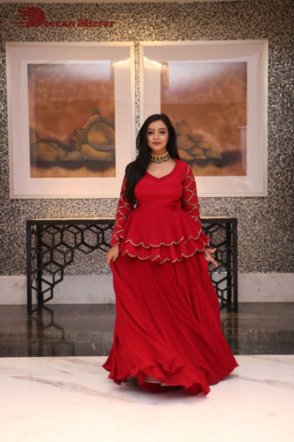 Telugu Actress Nithya Shetty photoshoot in a red dress