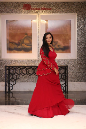 Telugu Actress Nithya Shetty photoshoot in a red dress