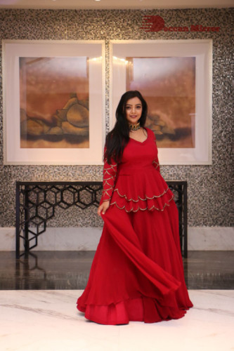 Telugu Actress Nithya Shetty photoshoot in a red dress