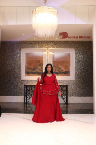 Telugu Actress Nithya Shetty photoshoot in a red dress