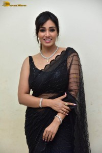 actress nivetha pethuraj sensuous looks in a black saree