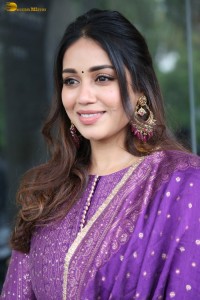 actress Nivetha Pethuraj gorgeous in a purple color salwar dress
