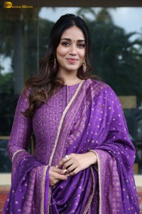 actress Nivetha Pethuraj gorgeous in a purple color salwar dress