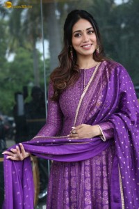 actress Nivetha Pethuraj gorgeous in a purple color salwar dress