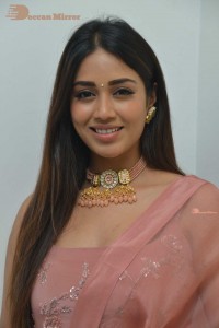 Actress Nivetha Pethuraj in a pink Lehenga Choli dress