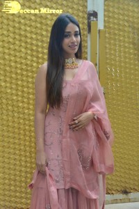 Actress Nivetha Pethuraj in a pink Lehenga Choli dress