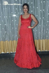 Actress Nivetha Pethuraj glamorous in a Red Dress attending the pre release function of movie Paagal