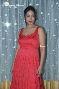Actress Nivetha Pethuraj glamorous in a Red Dress attending the pre release function of movie Paagal