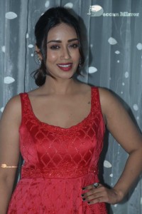 Actress Nivetha Pethuraj glamorous in a Red Dress attending the pre release function of movie Paagal