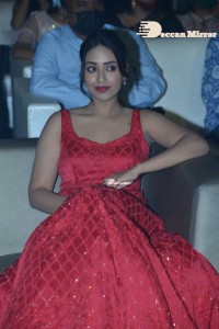 Actress Nivetha Pethuraj glamorous in a Red Dress attending the pre release function of movie Paagal