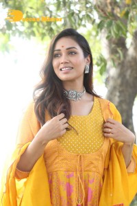 Nivetha Pethuraj in a Yellow Salwar Kameez Dress