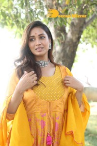 Nivetha Pethuraj in a Yellow Salwar Kameez Dress