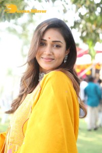 Nivetha Pethuraj in a Yellow Salwar Kameez Dress