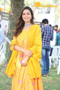 Nivetha Pethuraj in a Yellow Salwar Kameez Dress
