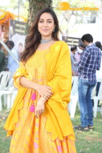Nivetha Pethuraj in a Yellow Salwar Kameez Dress