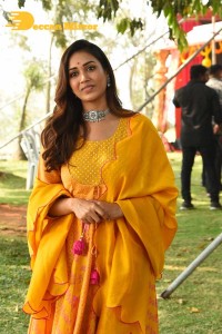 Nivetha Pethuraj in a Yellow Salwar Kameez Dress