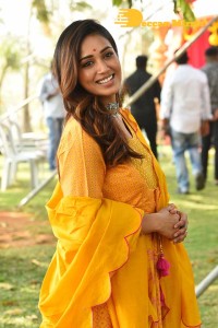 Nivetha Pethuraj in a Yellow Salwar Kameez Dress