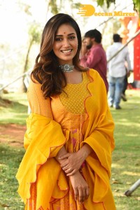 Nivetha Pethuraj in a Yellow Salwar Kameez Dress