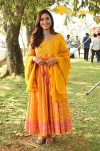 Nivetha Pethuraj in a Yellow Salwar Kameez Dress