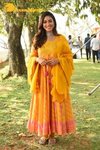 Nivetha Pethuraj in a Yellow Salwar Kameez Dress