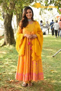 Nivetha Pethuraj in a Yellow Salwar Kameez Dress