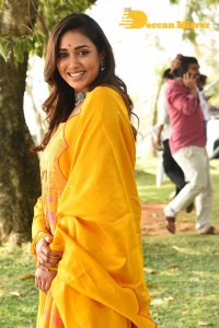 Nivetha Pethuraj in a Yellow Salwar Kameez Dress
