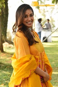 Nivetha Pethuraj in a Yellow Salwar Kameez Dress