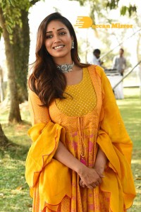 Nivetha Pethuraj in a Yellow Salwar Kameez Dress