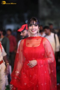 Nivetha Pethuraj cute in a red salwar dress at a party