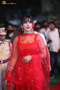 Nivetha Pethuraj cute in a red salwar dress at a party