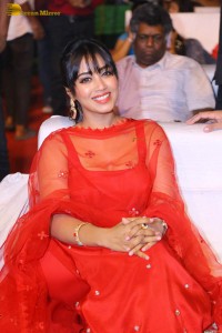 Nivetha Pethuraj cute in a red salwar dress at a party