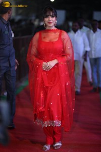 Nivetha Pethuraj cute in a red salwar dress at a party