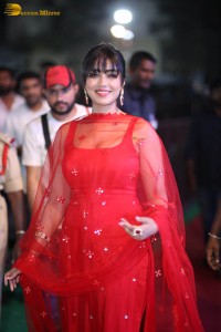 Nivetha Pethuraj cute in a red salwar dress at a party