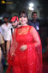 Nivetha Pethuraj cute in a red salwar dress at a party